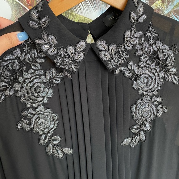Ted Baker Embroidered Collar Long Sleeve Shirtdress - Picture 11 of 15